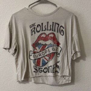 Rolling Stones Graphic Crop Top - Cream